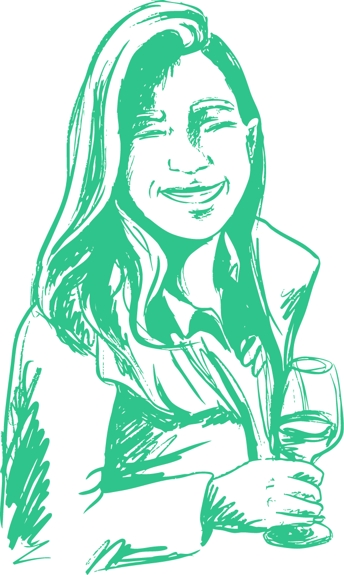 saarnerFeierabend_Illustration_Frau-mit-Drink_gruen